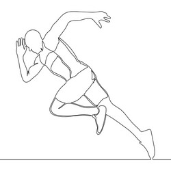 Continuous one line drawing of athlete running vector