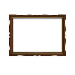 Elegant Gold and Wooden Picture Frame Vector Image