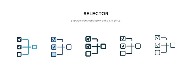 selector icon in different style two colored vector image