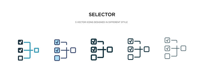 selector icon in different style two colored vector