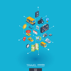 Travel integrated 3d web icons digital network vector