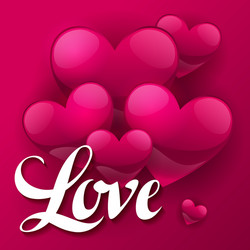 Valentine day background with word love and hearts vector