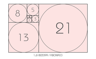 fibonacci sequence circle golden ratio proportion vector image