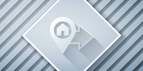paper cut map pointer with house icon isolated vector image