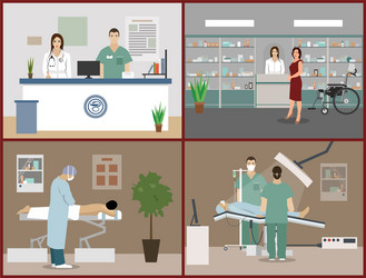 Banners set with patients doctors vector