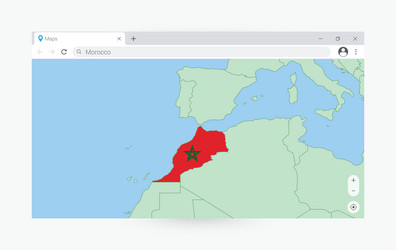 Browser window with map of morocco searching vector