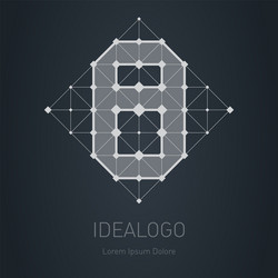 label with number 8 low-poly design element vector image