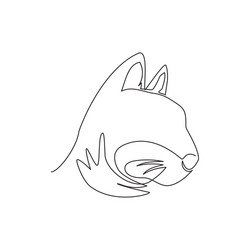 single continuous line drawing cute kitten cat vector image