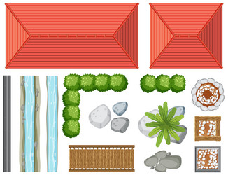 top view of garden object and element vector image
