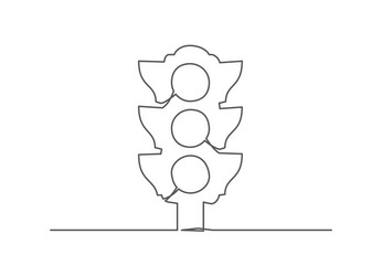 Traffic light one line drawing on white background