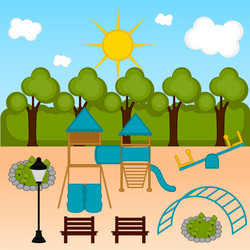 view of a playground with slides vector image