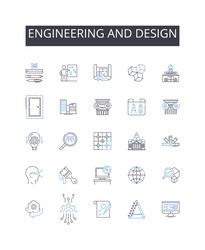 Engineering and design line icons collection vector