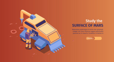 isometric mars colonization horizontal banner vector image