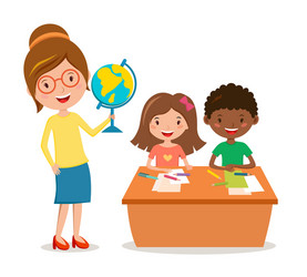 School kids learning Royalty Free Vector Image