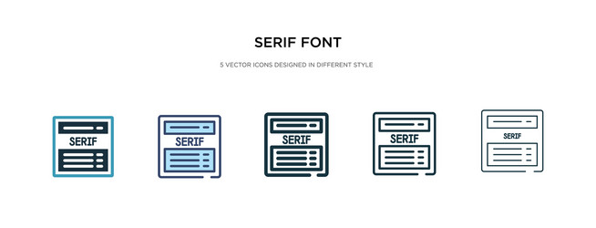 Serif font icon in different style two colored vector