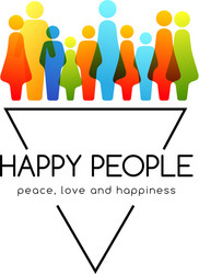 social conceptual emblem with colorful people vector