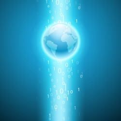 stream of binary code to the globe vector image