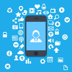 flat style smartphone with applications and ui vector image