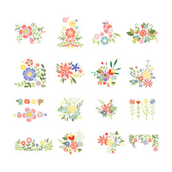 Flowers icon set in trendy flat style vector