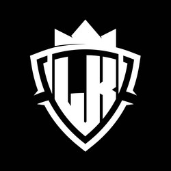 lk letter monogram with triangle curve shield vector image