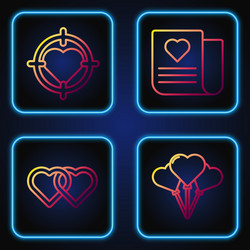 set line balloons in form heart two linked vector image