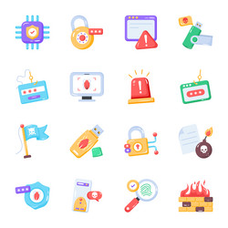 set of data encryption flat icons vector