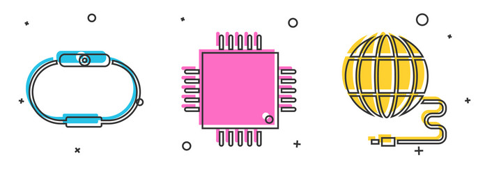 set smartwatch processor with microcircuits cpu vector image