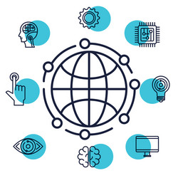 sphere planet with artificial intelligence icons vector image