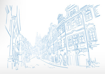 traveling european street prague sketch art vector