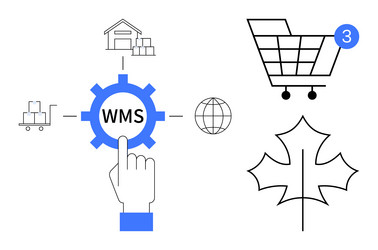 warehouse management system process with hand vector image