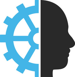 Cyborg gear flat pictograph Royalty Free Vector Image