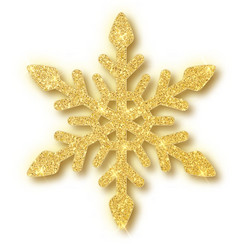 Gold glitter texture snowflake isolated on white Vector Image
