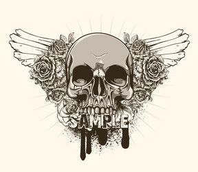 Skull Rose Emblem Vector Image