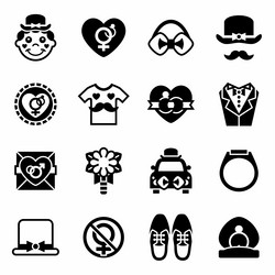 Fiance icon set vector