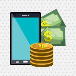 Money online from smart phone isolated icon design vector