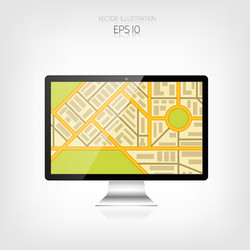 navigation background with monitor and map vector image