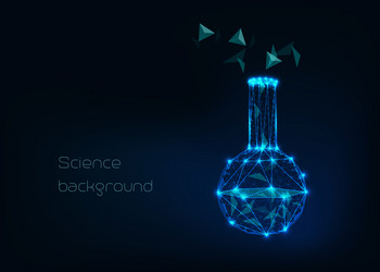 scientific background with low poly wireframe vector image