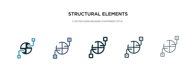 Structural elements icon in different style two vector