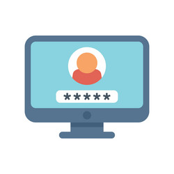 user entering password on computer for website vector image