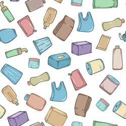 seamless pattern with different types of packaging vector image