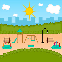 View of a playground with slides vector