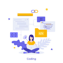 Coder Working on Laptop vector image