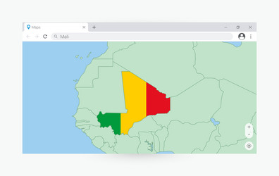 browser window with map of mali searching vector