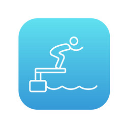 swimmer jumping from starting block in pool line vector image