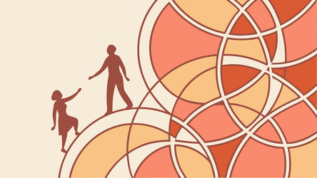 community connection figures in abstract circles vector image
