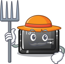 farmer tab button installed on computer character vector image