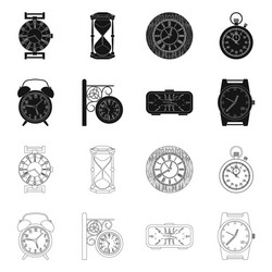 isolated object of clock and time icon set vector image