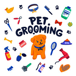 pet grooming concept happy little dog vector