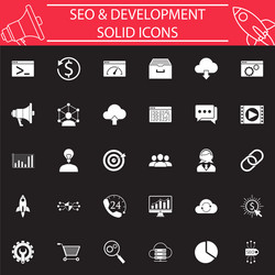 seo and development solid icon set vector