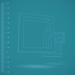 three rectangular 3d frames blueprint vector image